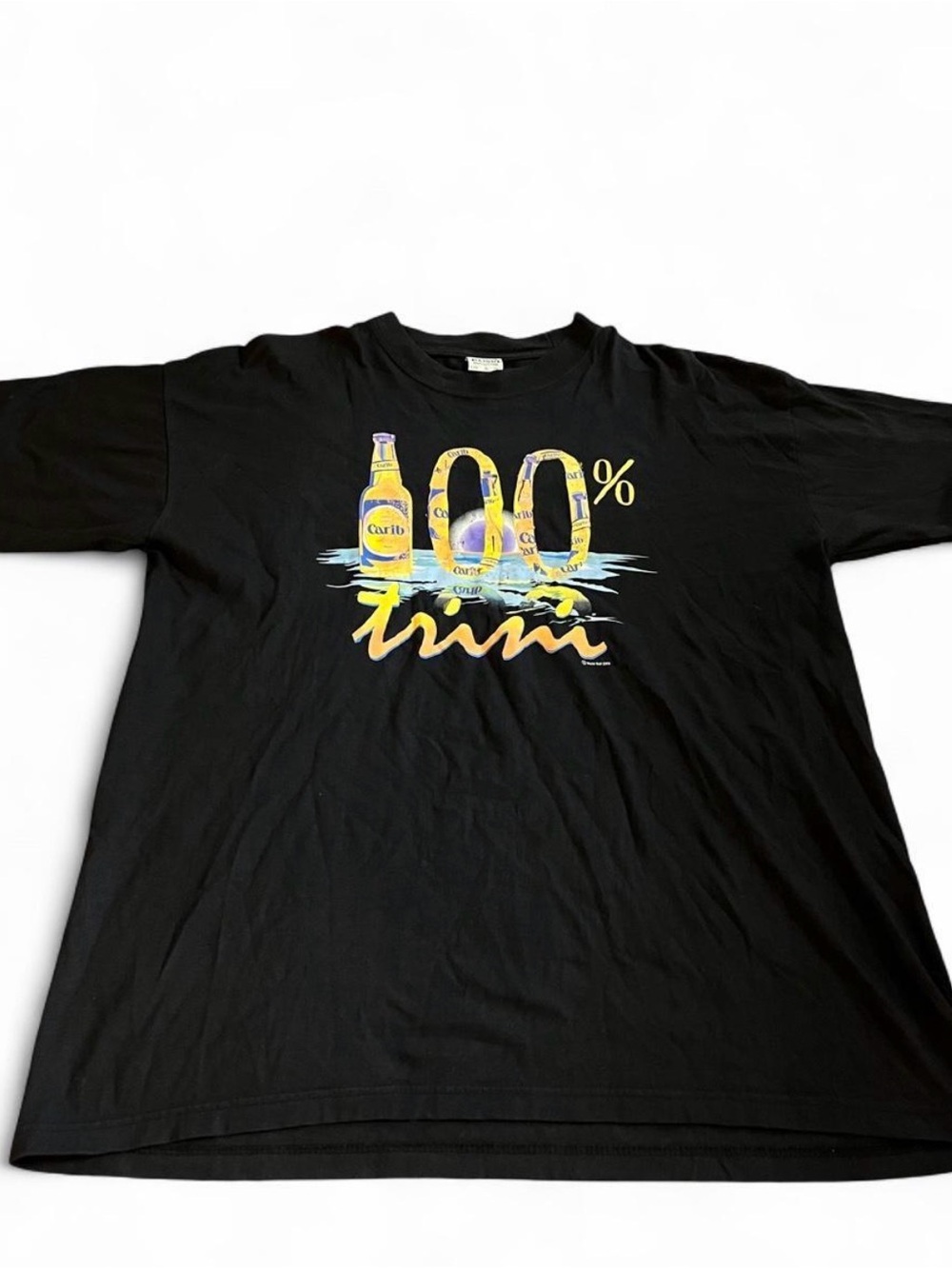 Men’s Vintage Trinidad Carib Beer Black Graphic Shirt Size XL